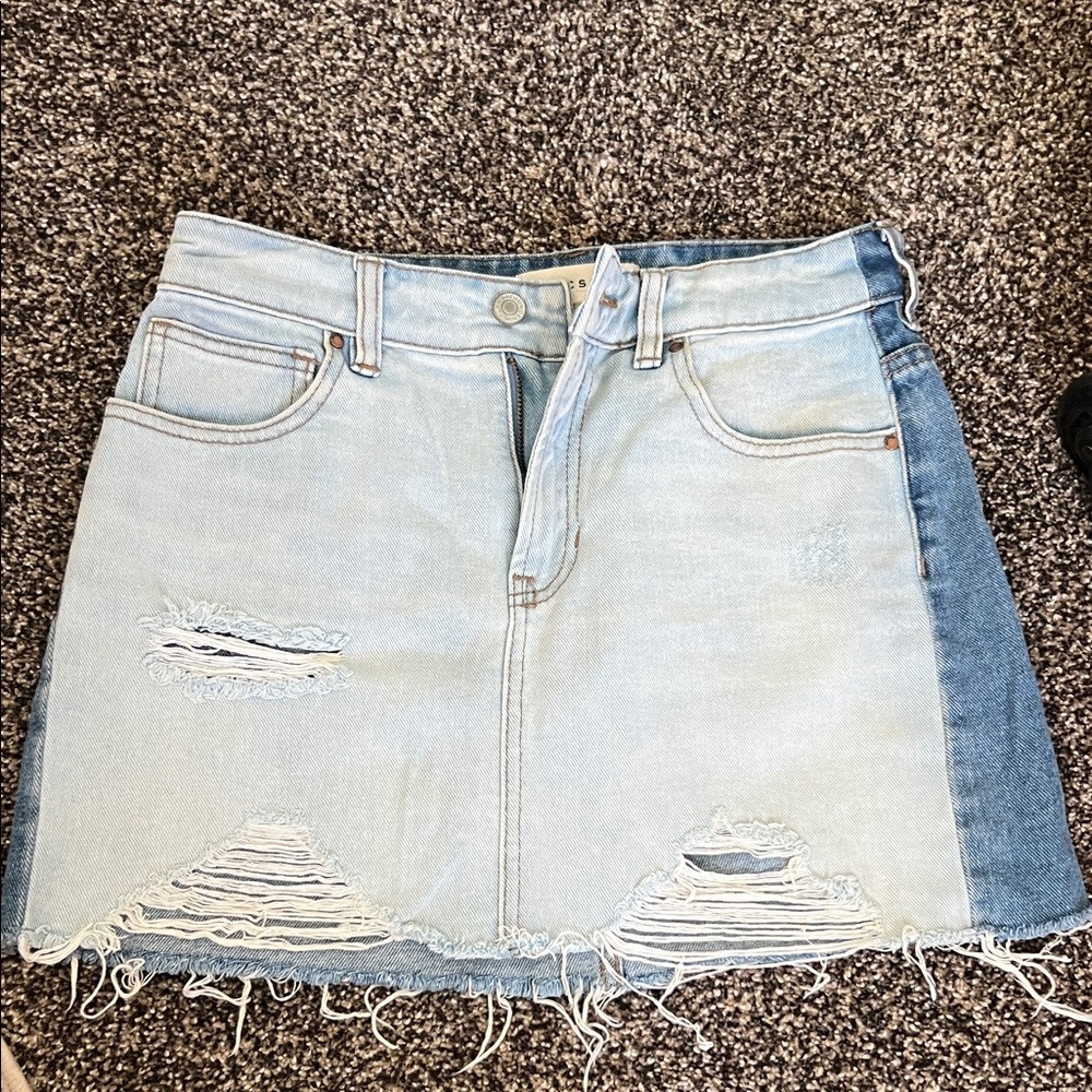 PacSun Light Blue Distressed Mini Skirt